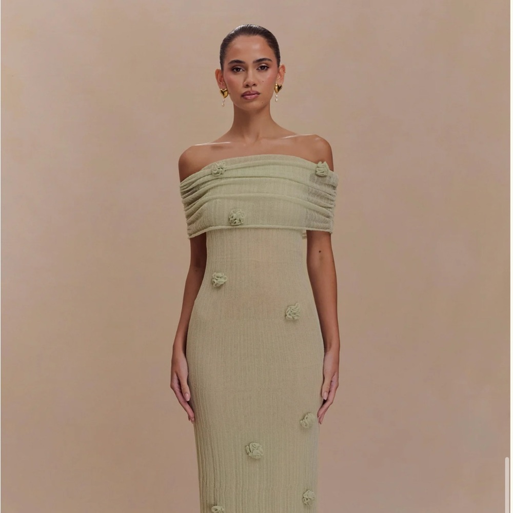 Meshki Brynn Orchid Knit Maxi Dress - Pastel Green